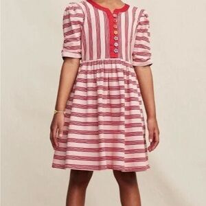 Girls Size 8 Matilda Jane Red & White Striped Button-Front Dress NEW